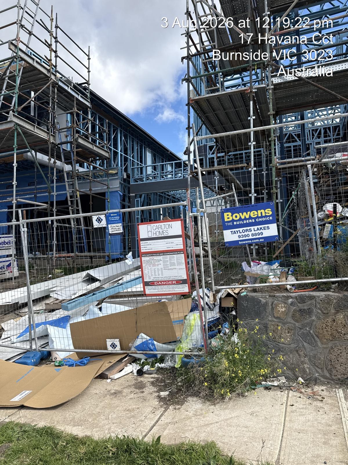 New build construction site prepared for plastering work in Burnside